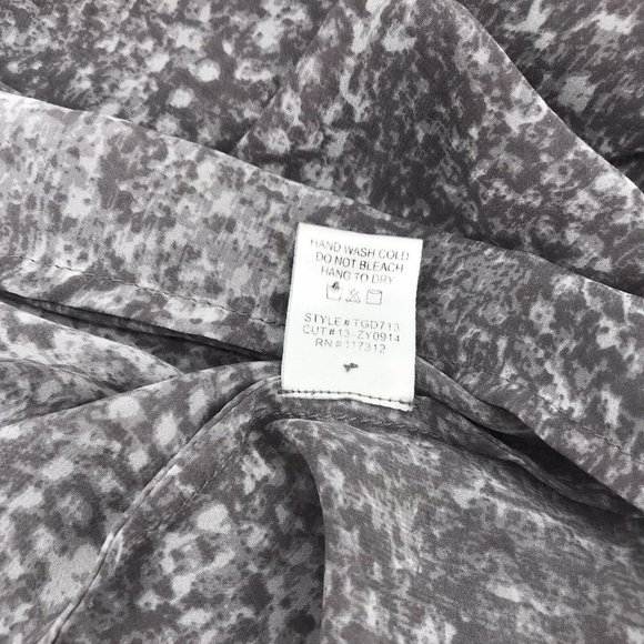 Zoa New York Boho Peasant Blouse L Gray Snakeskin Long Sleeve V Neckline Sheer - Picture 8 of 9